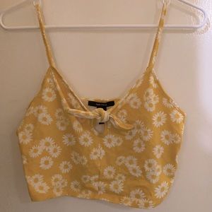 Yellow sunflower crop top, small, forever 21.